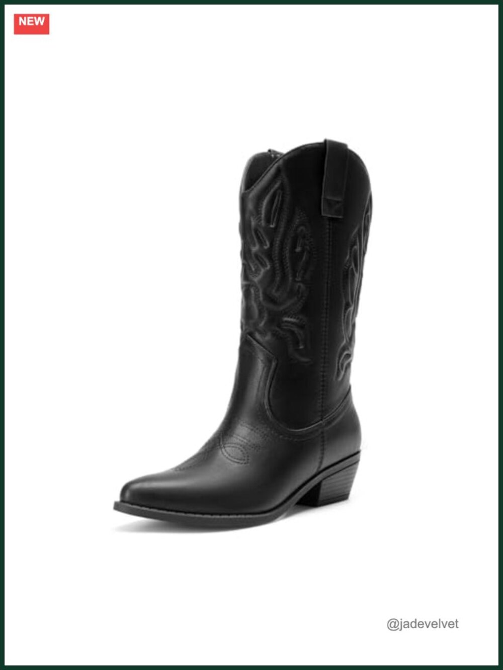 Mid Calf Cowboy Boots Pointed Toe Embroidered Western
